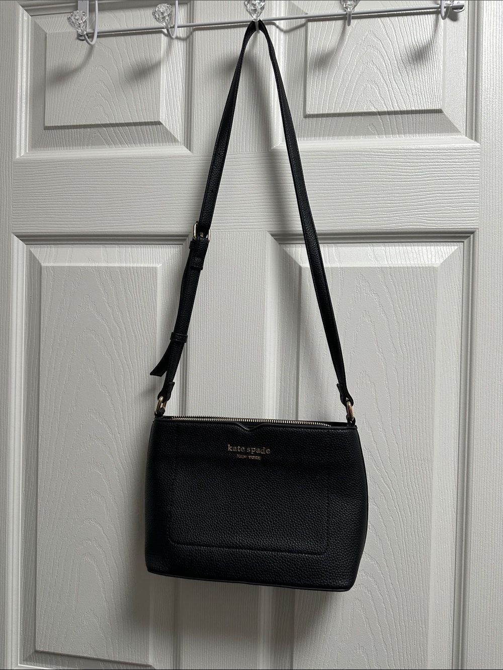 kate spade Black Pebbled Leather Crossbody with Gold Hardware